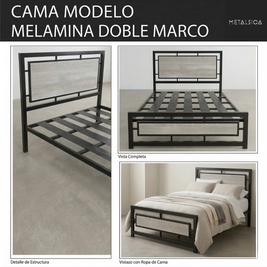 Cama Melamina Doble Marco